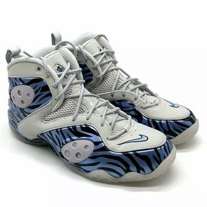 Nike Foamposite Mens size 8 Blue Zebra Print